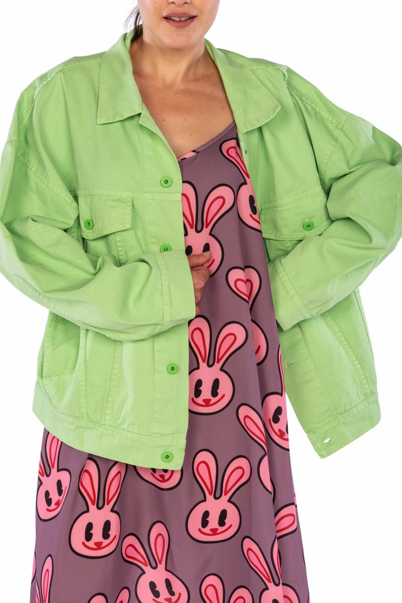 Green "Rabbit" White Jeans Jacket