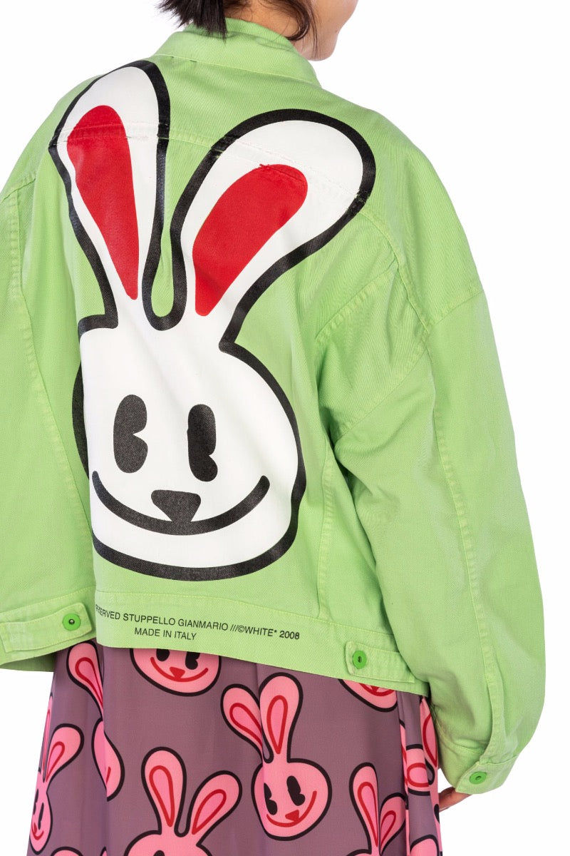 Green "Rabbit" White Jeans Jacket