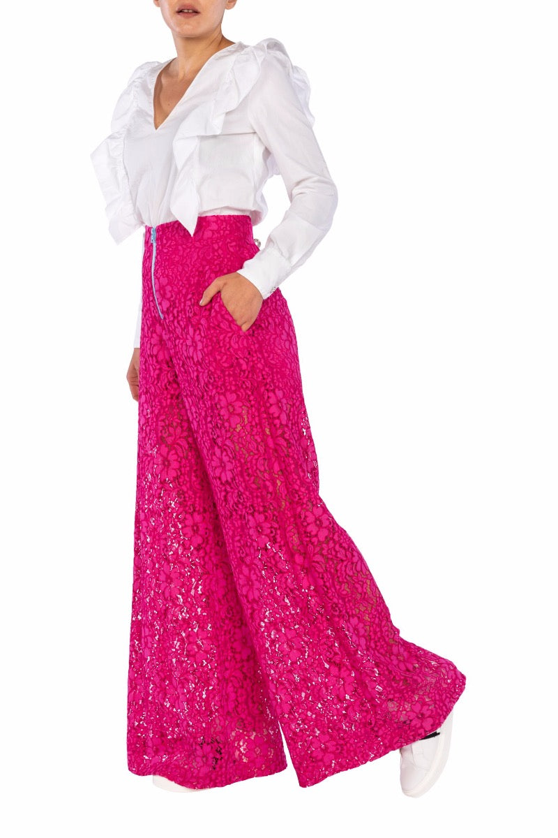 Ultrachic Fuchsia Lace Trousers