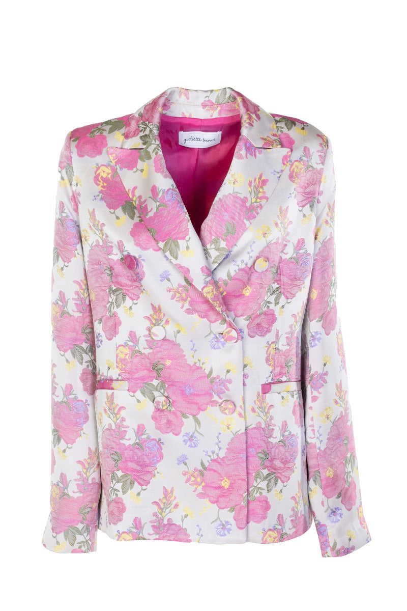 GIULIETTE BROWN Double-Breasted Floral Print Jacket