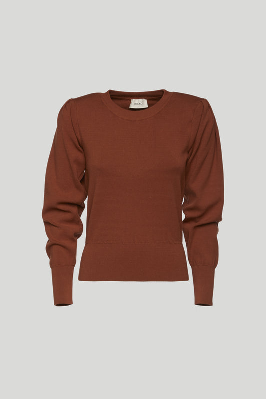 VICOLO Sweater with Brown Puff Shoulders