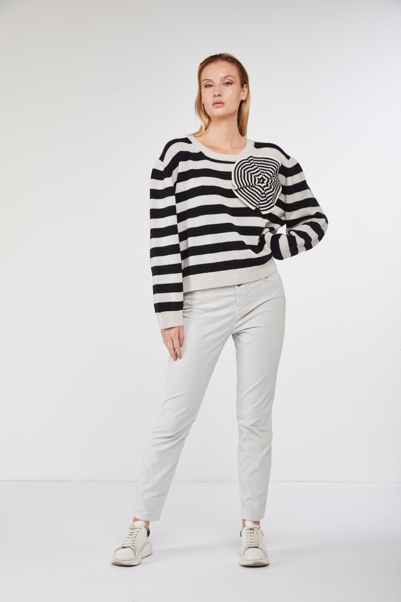 STELLA JEAN Striped Sweater with Detail