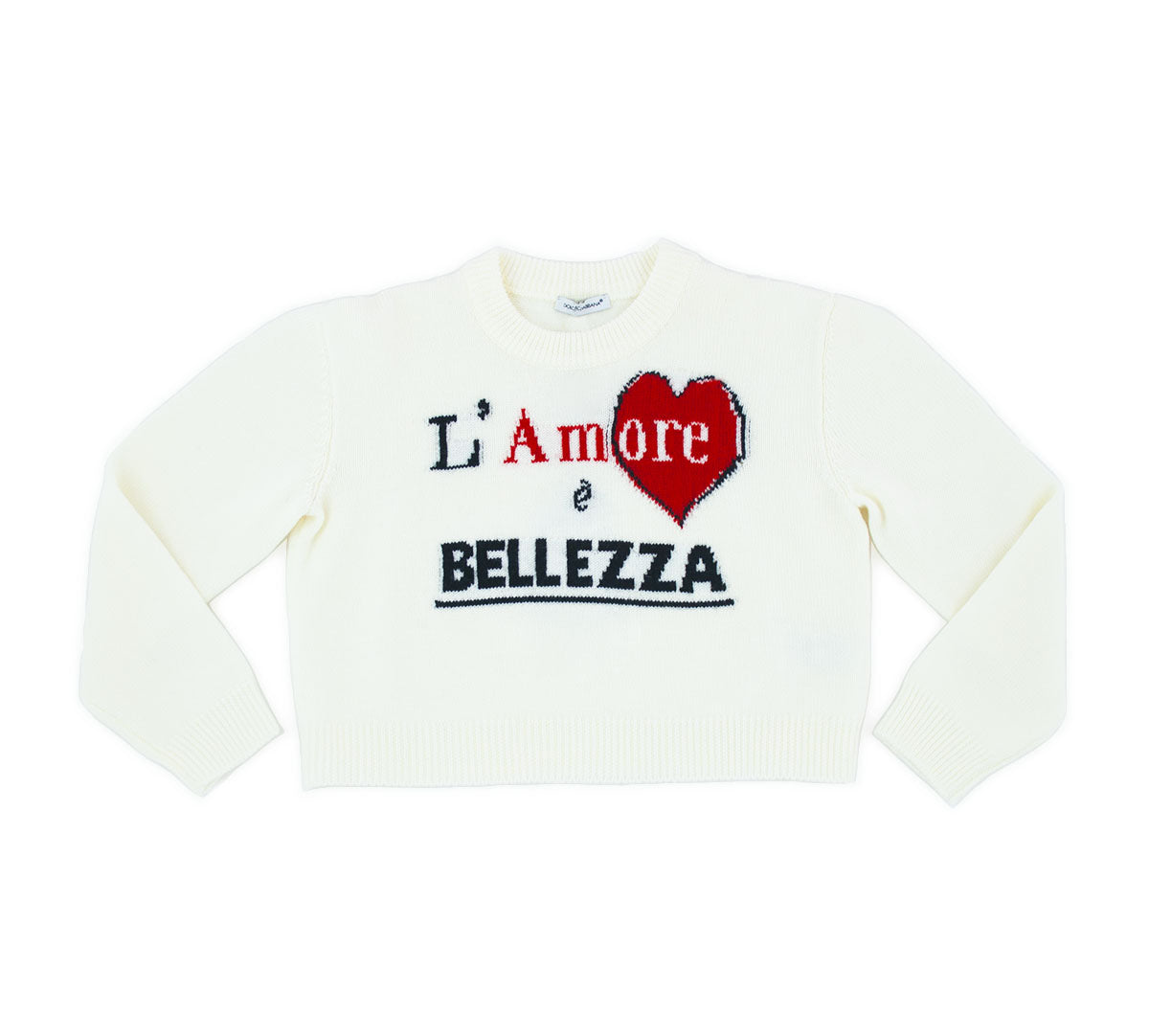 DOLCE & GABBANA Maglione Bianco con Ricamo Bambina