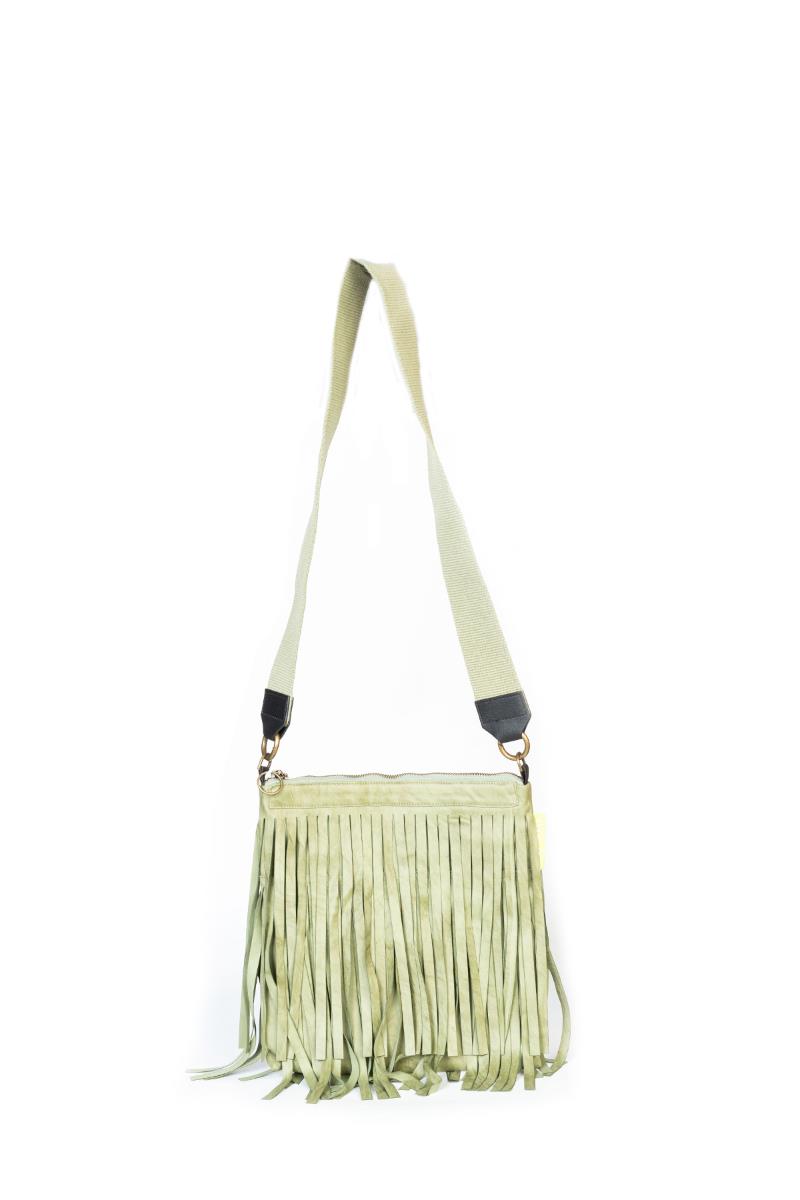 OOF WEAR Borsa in Eco-Camoscio Verde con Frange
