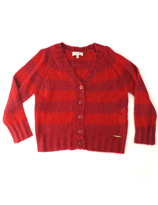 TWINSET GIRL
Twinset Girl burgundy striped mohair cardigan