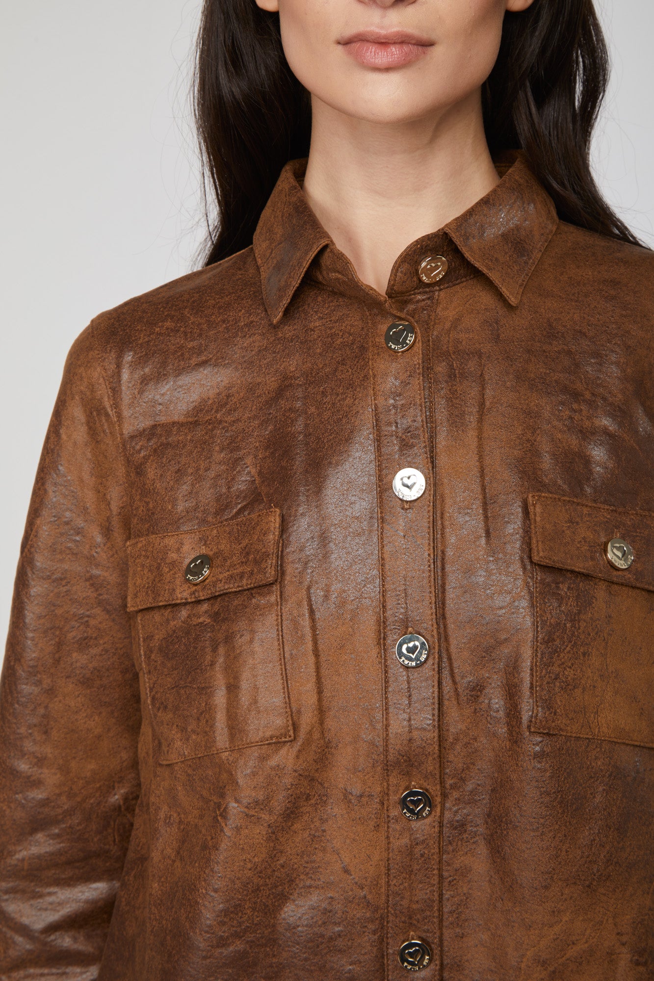 TWINSET Giacca Tabacco Modello Camicia