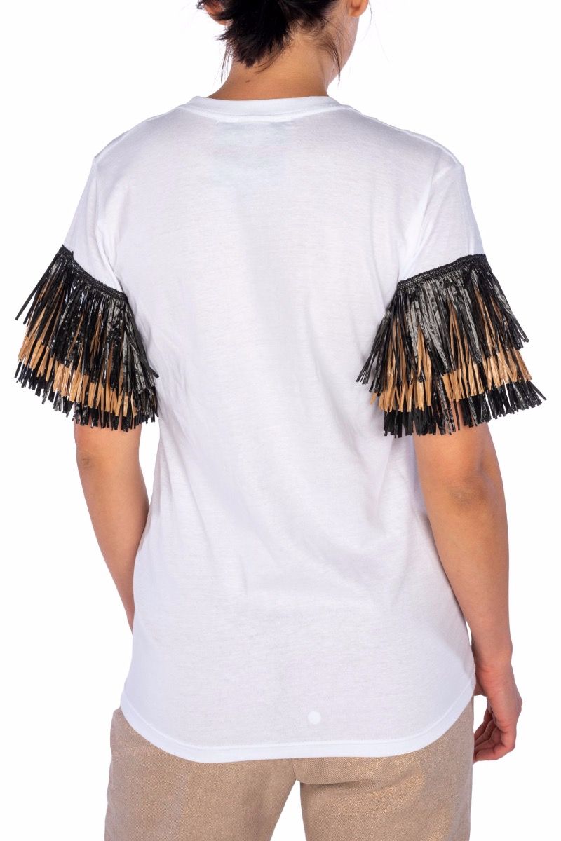 5PROGRESS T-shirt Bianca con frange