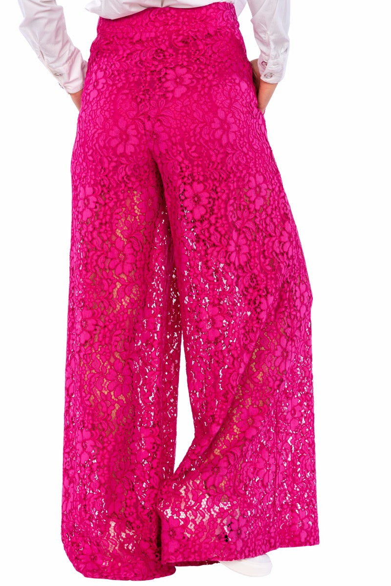 Ultrachic Fuchsia Lace Trousers