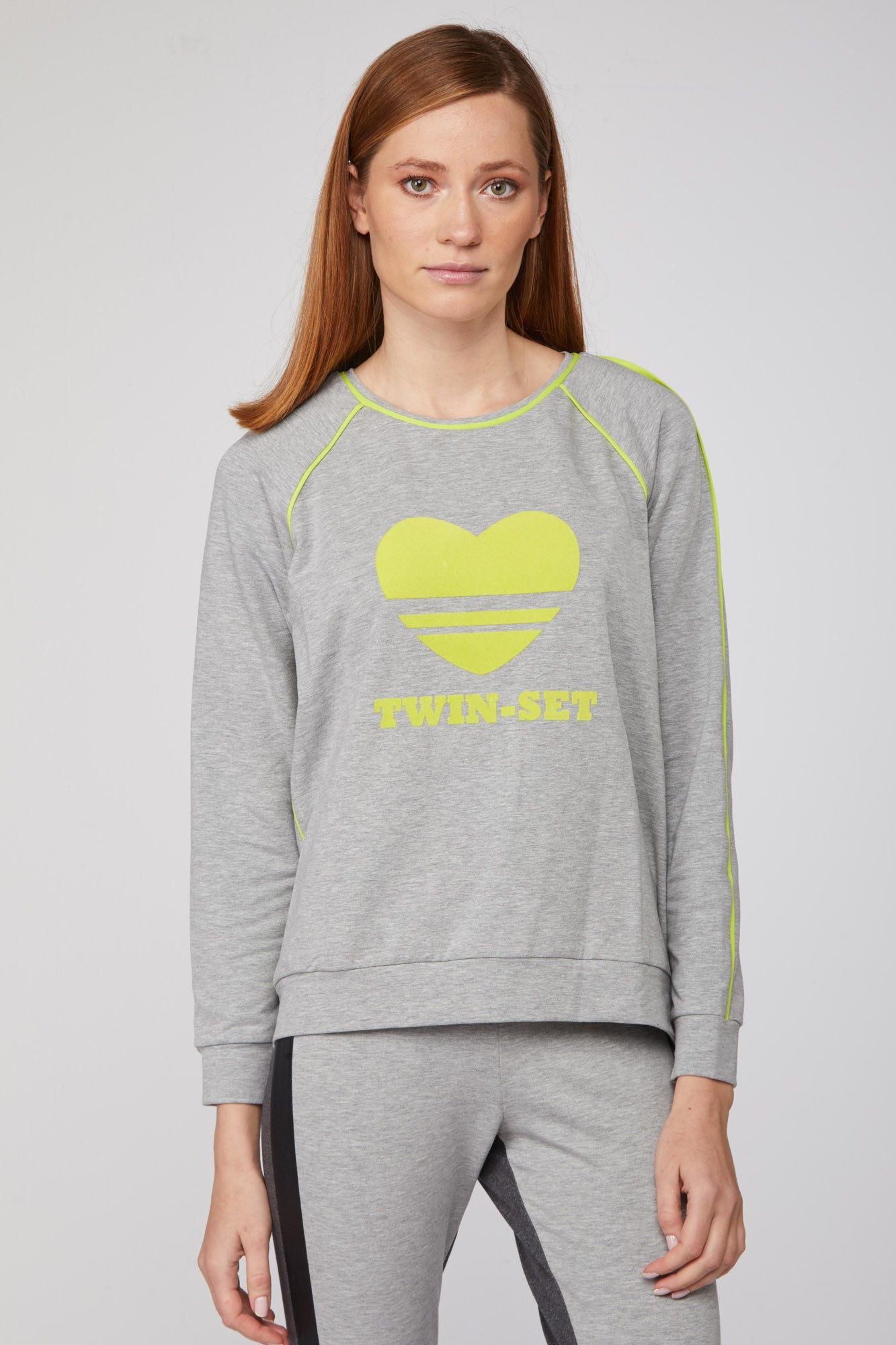 TWINSET Felpa Grigia con Dettaglio Cuore