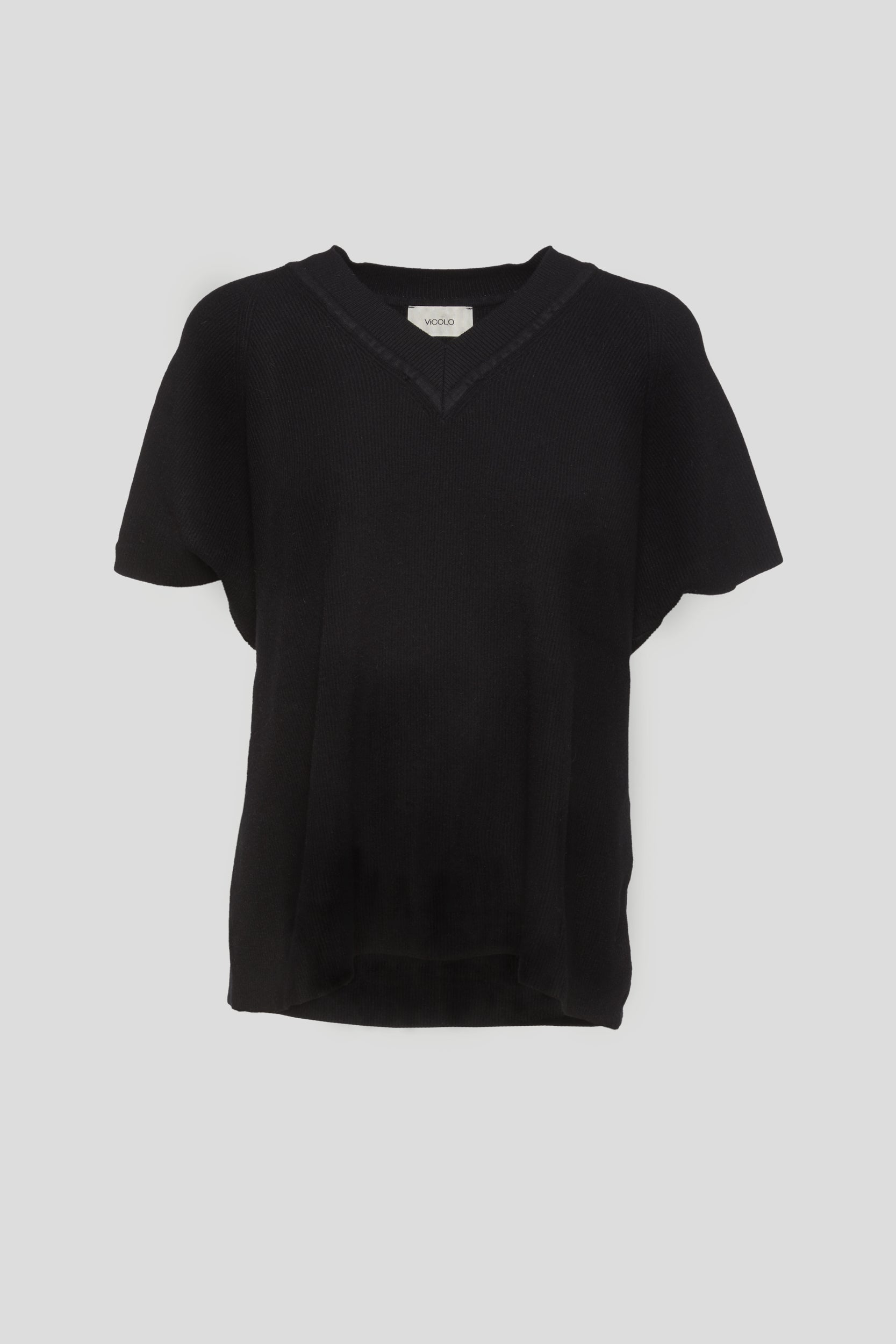 VICOLO Maglia Nera con Scollo a V