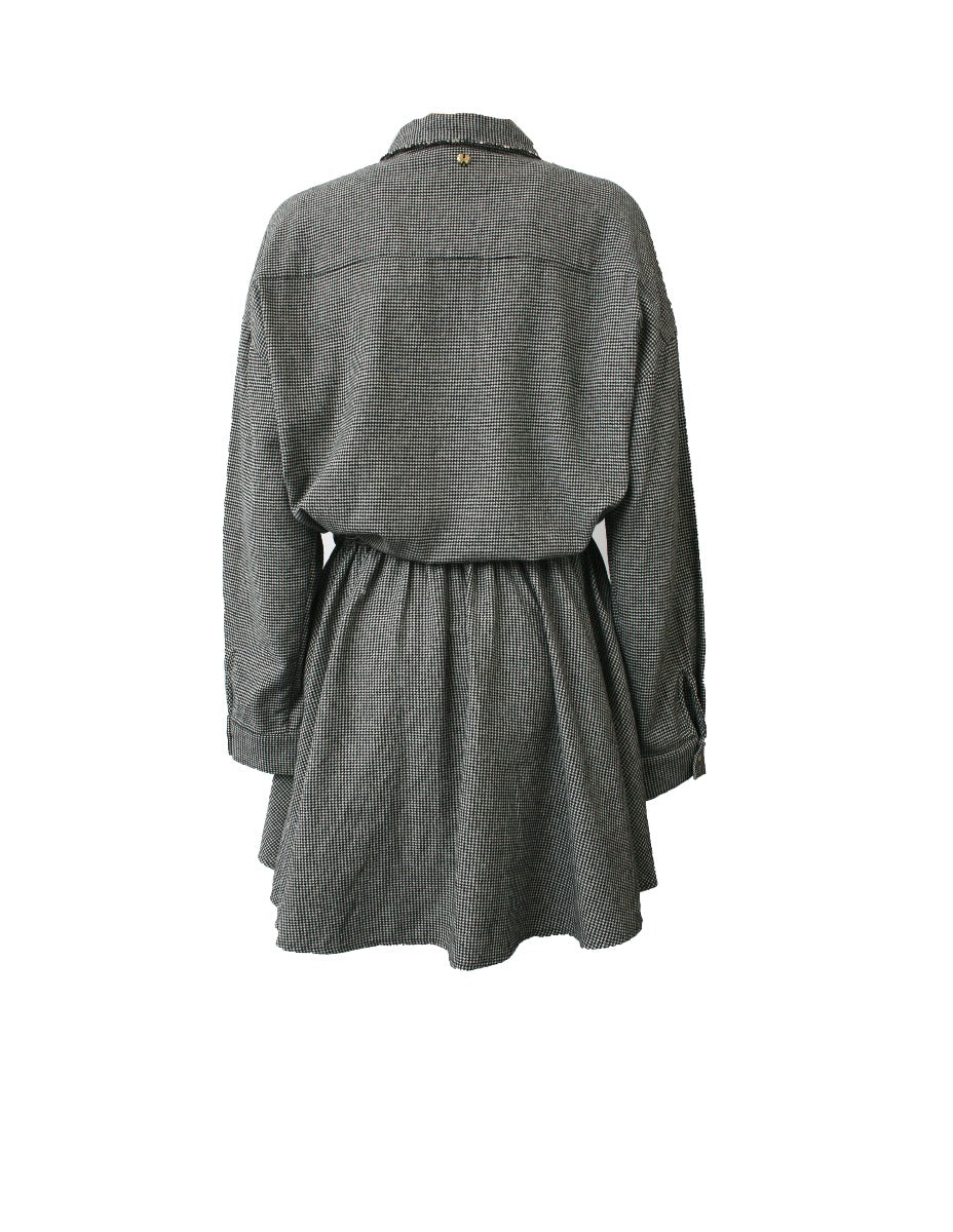 MY TWIN TWINSET Abito con Coulisse Checked Bianco e Nero