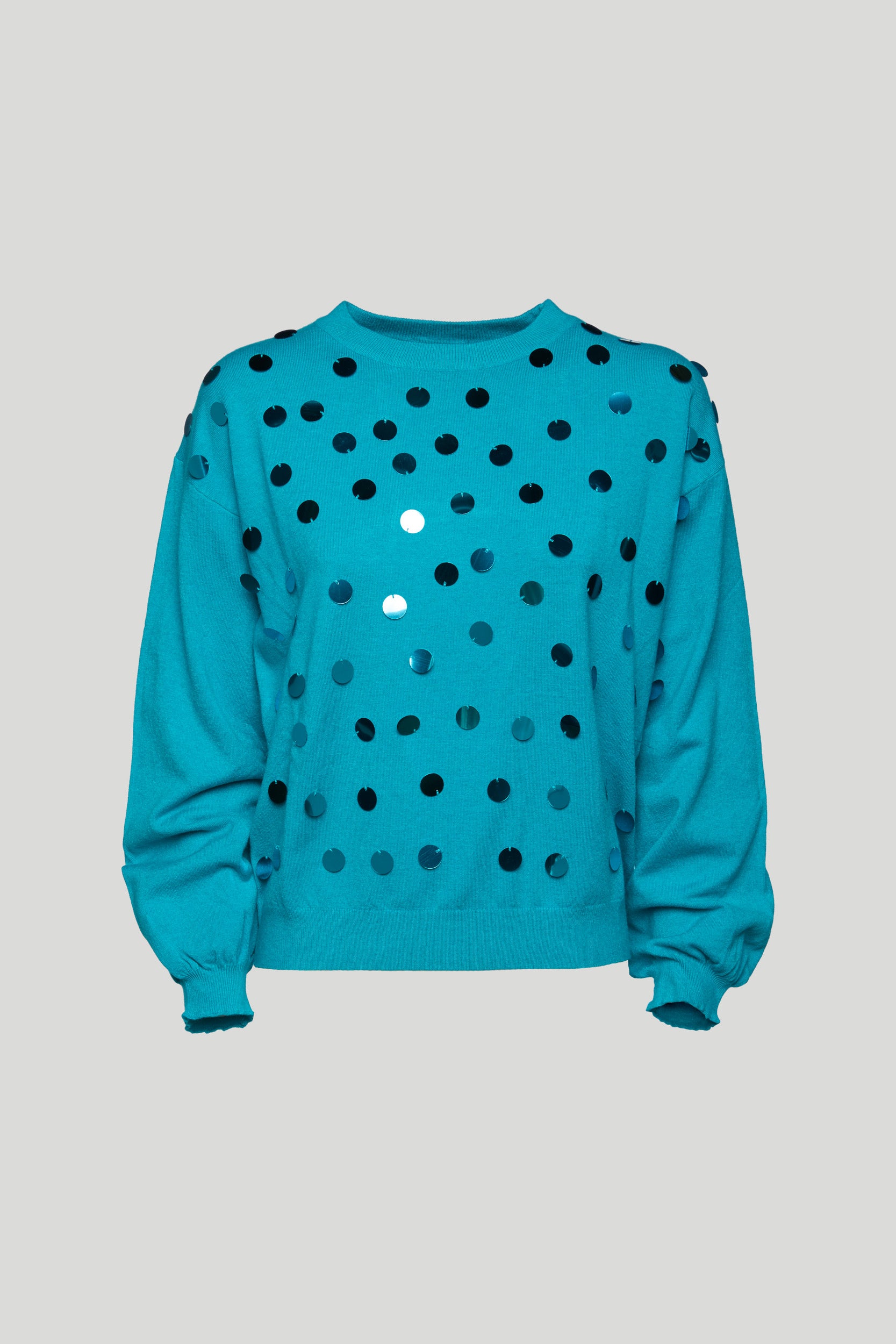 VICOLO Sweater with Turquoise Maxipaillettes