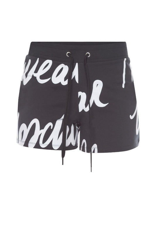 MOSCHINO Shorts Tuta Neri con Scritta All Over
