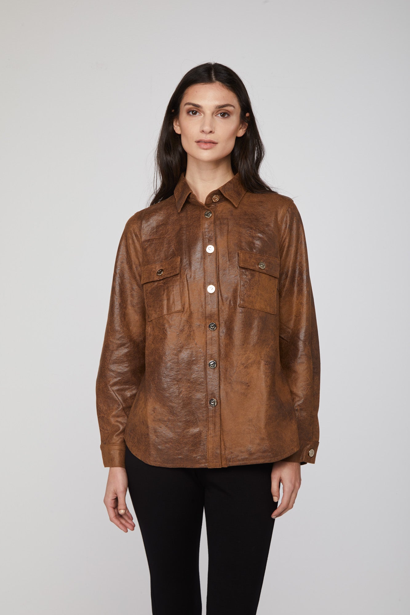 TWINSET Giacca Tabacco Modello Camicia