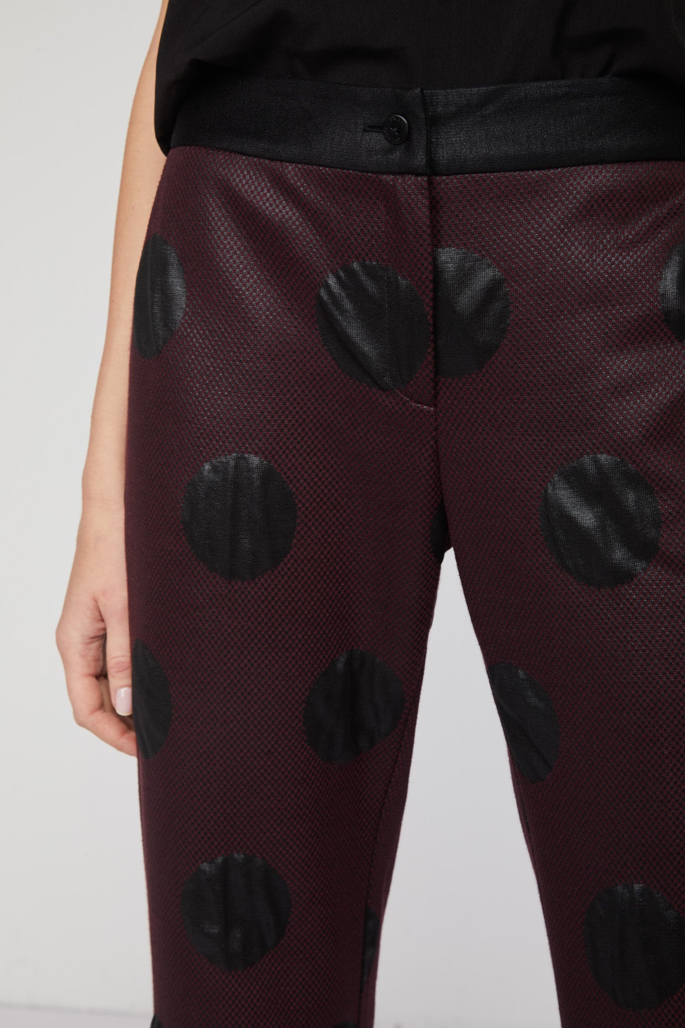 TWINSET Bordeaux Trousers With Leather Details