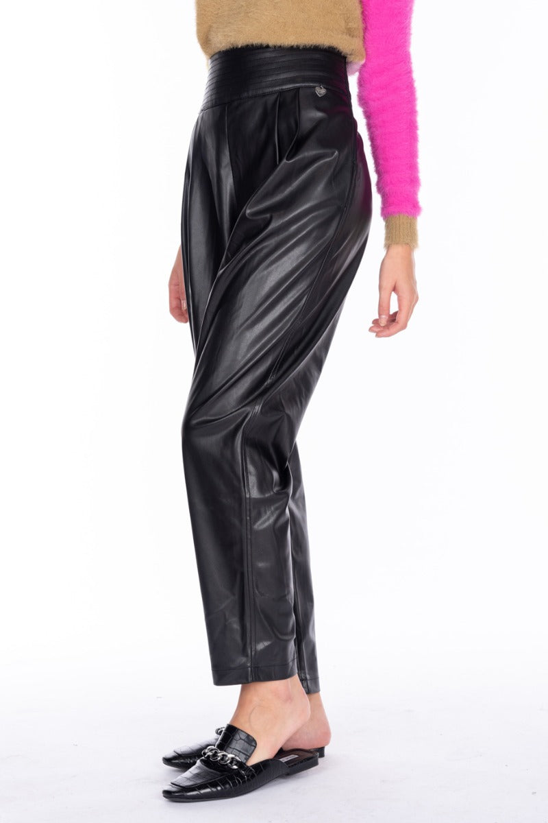 Twinset Black Faux Leather Trousers