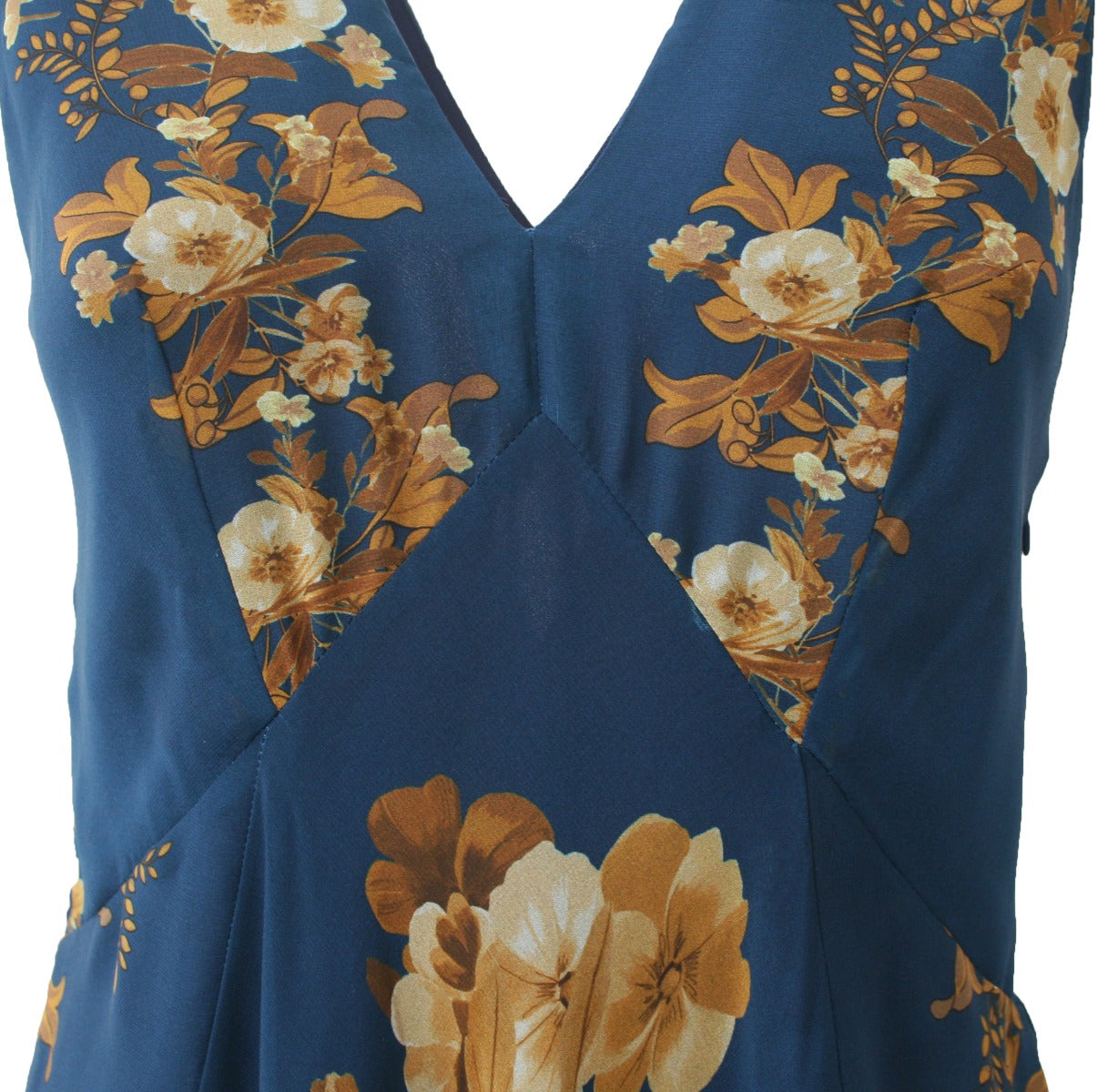TWINSET Abito Lungo Blu con Fantasia Floreale