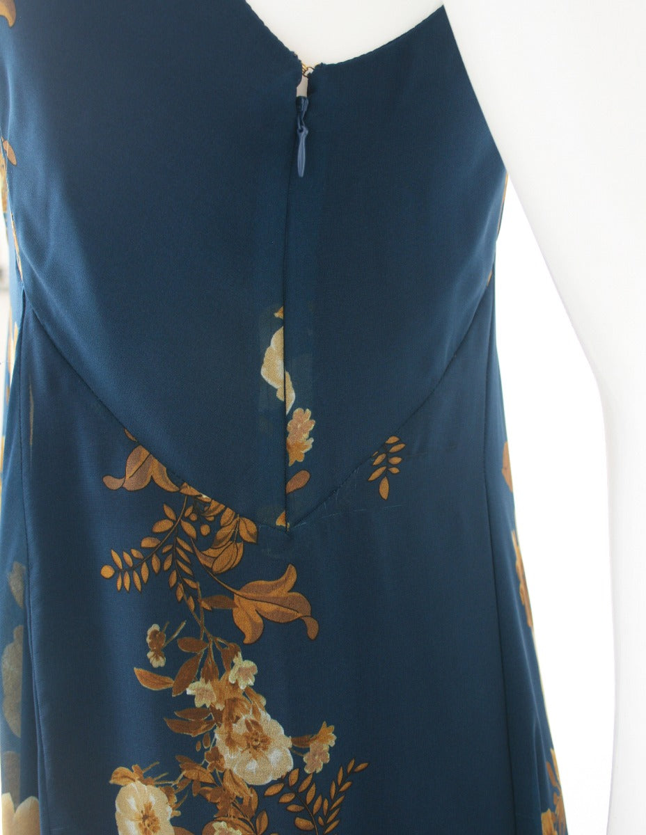 TWINSET Abito Lungo Blu con Fantasia Floreale