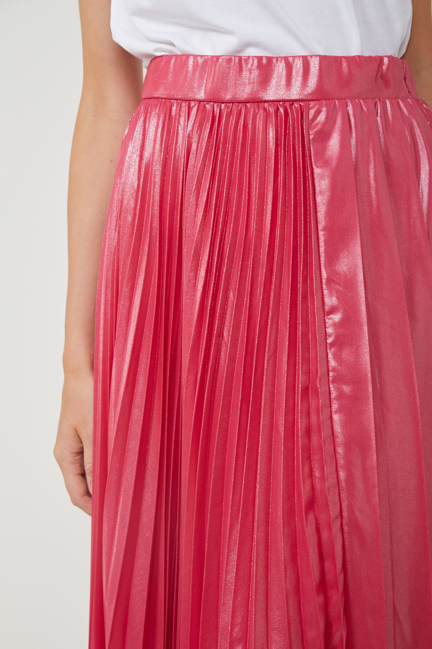 PINKO Fuchsia Laminated Pleated Skirt