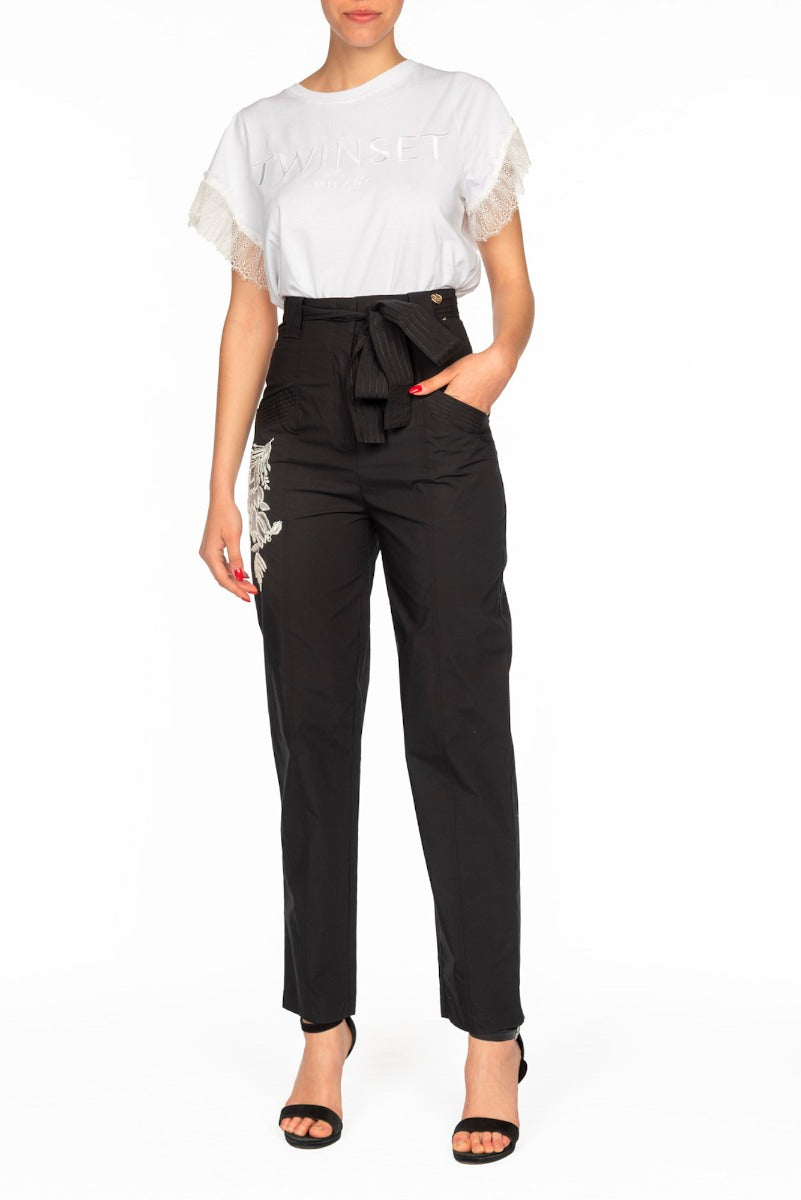 Twinset Embroidered Black Trousers