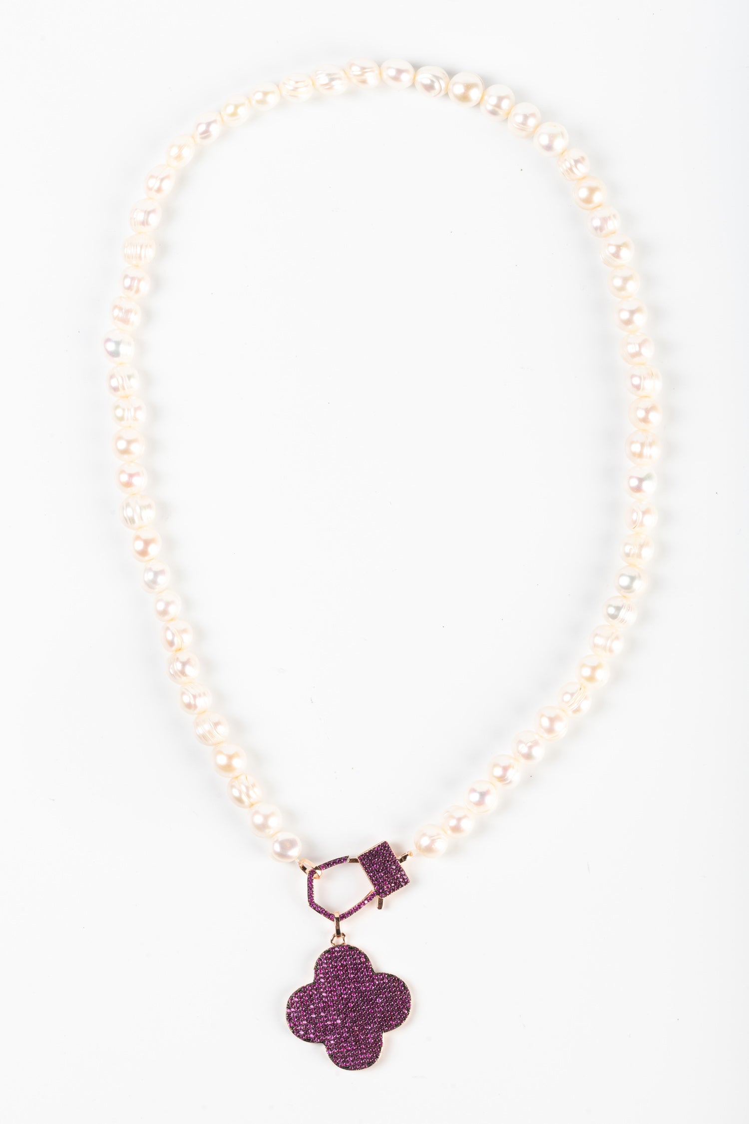 Pearls and Bordeaux Flower Necklace