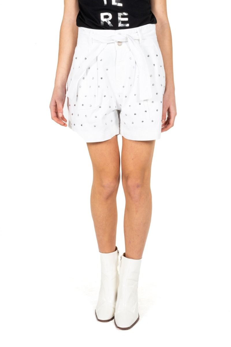 LE VOLIERE Shorts Bianchi con Strass