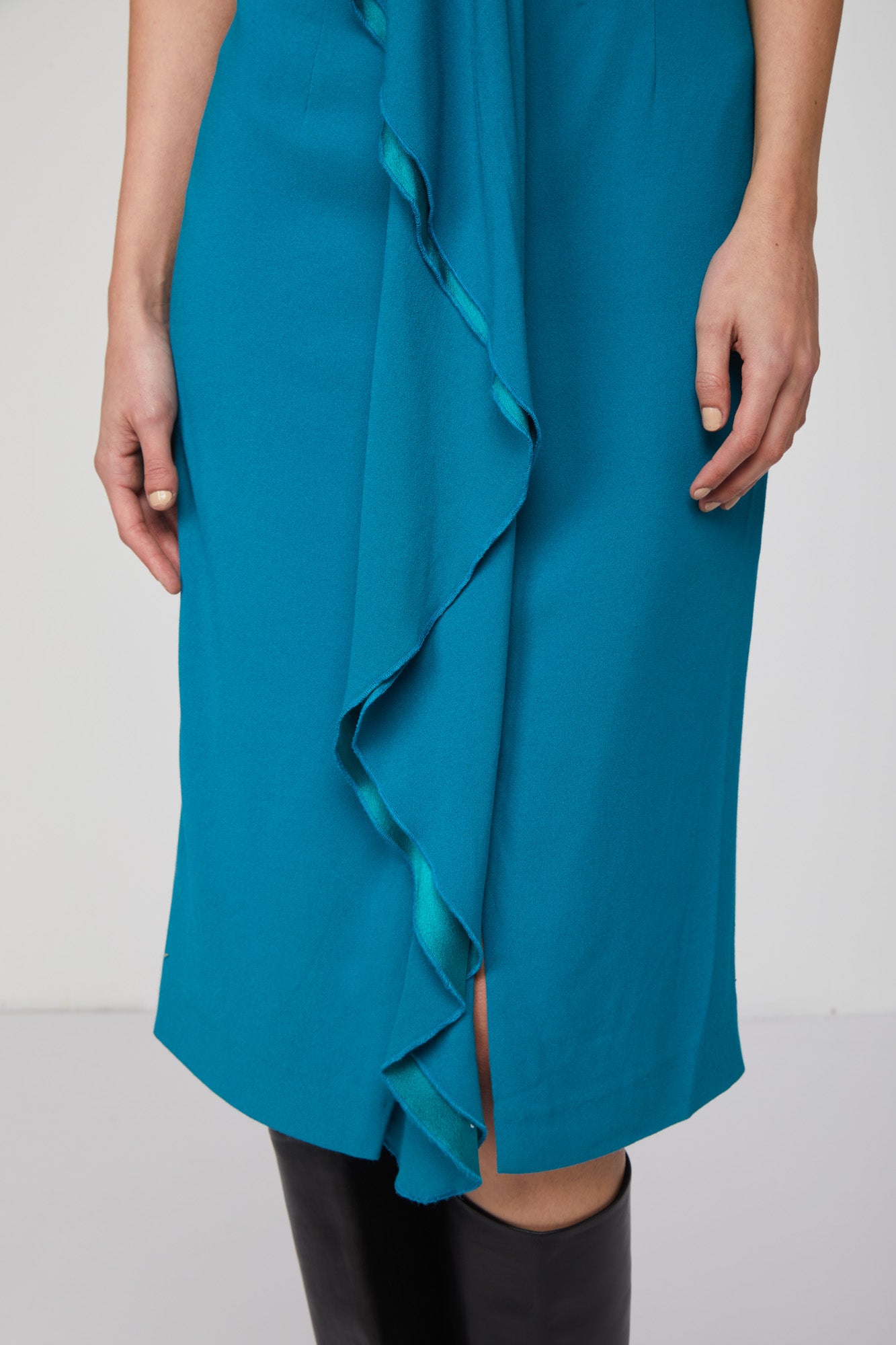 TWINSET Tubino Petrolio con Maxi Rouches