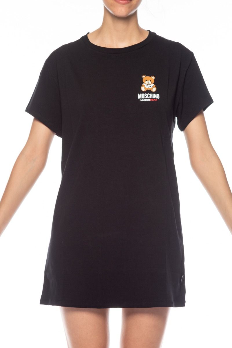 MOSCHINO Black Maxi T-Shirt with Moschino Underbear Logo