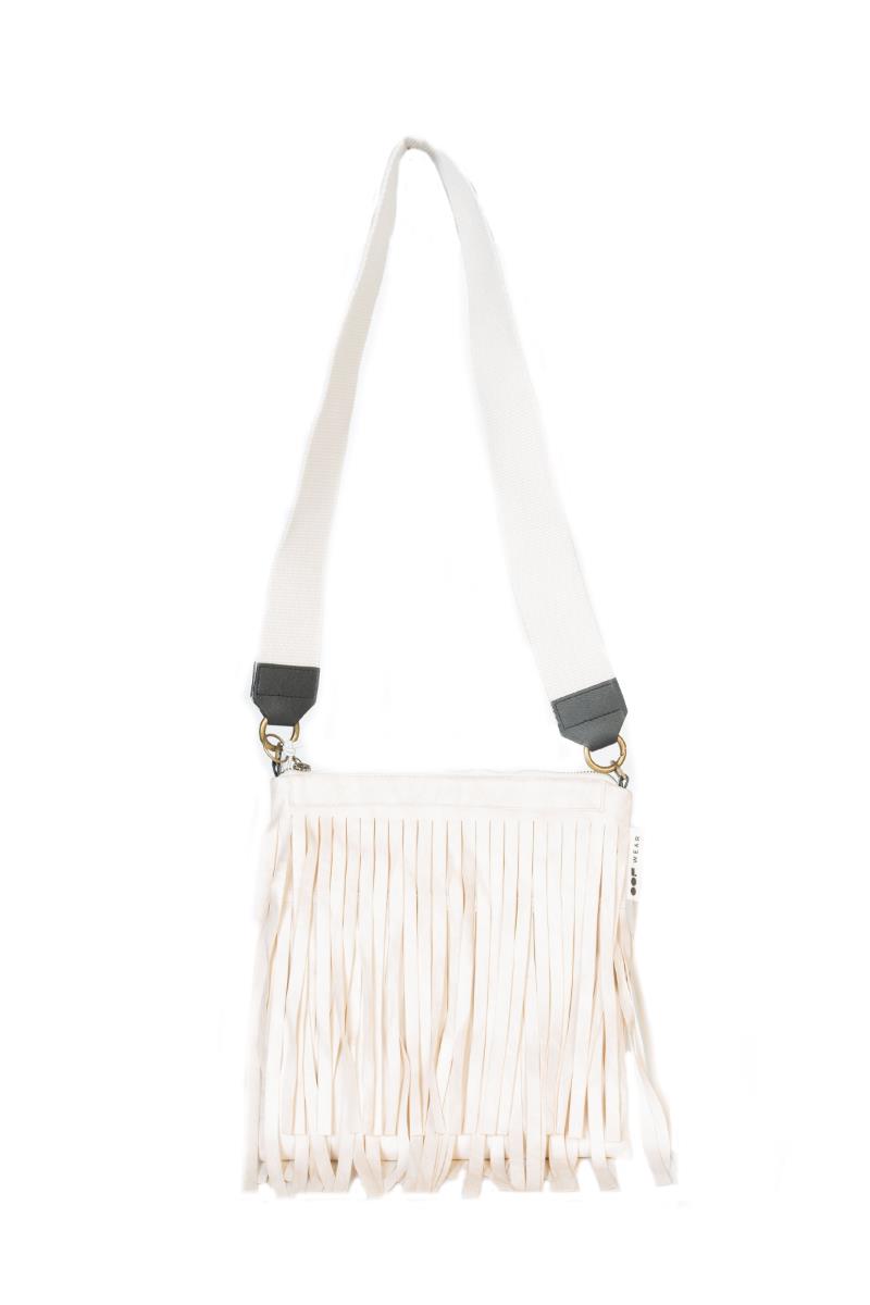 OOF WEAR Borsa in Eco-Camoscio Bianca con Frange