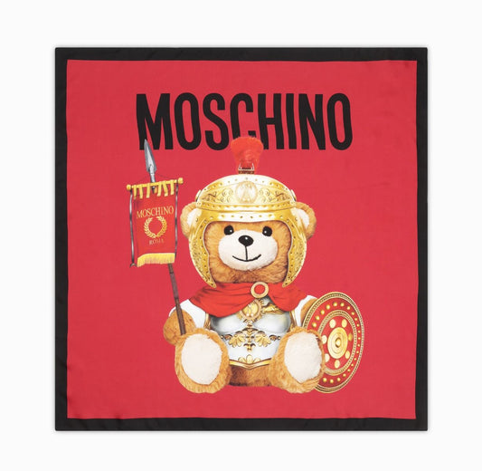 MOSCHINO Foulard  in Seta Rosso Teddy Bear