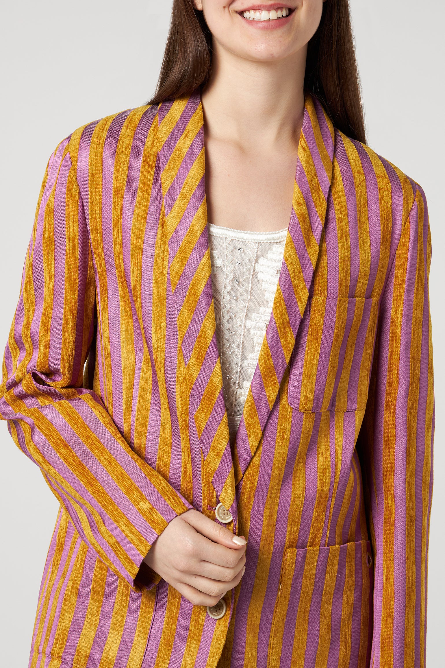 PATRZIA PEPE Color Stripes Single-Breasted Jacket