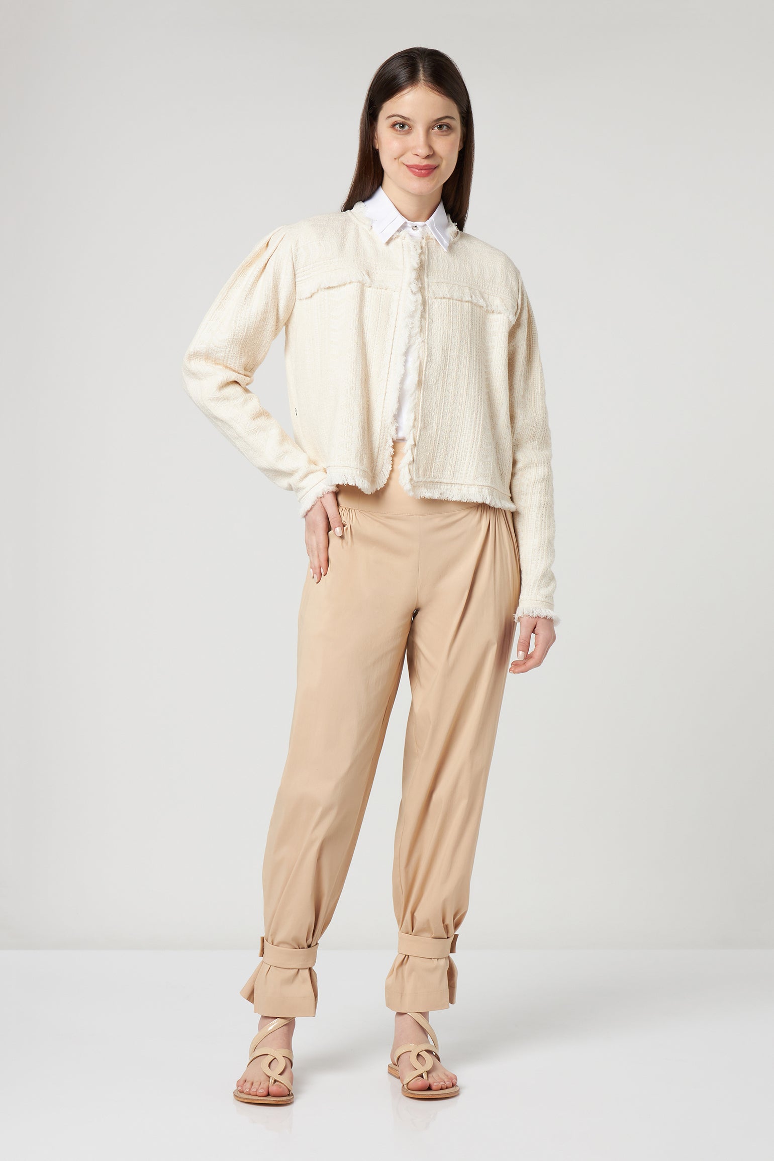 JIJIL Short Jacket in Ivory Cotton.