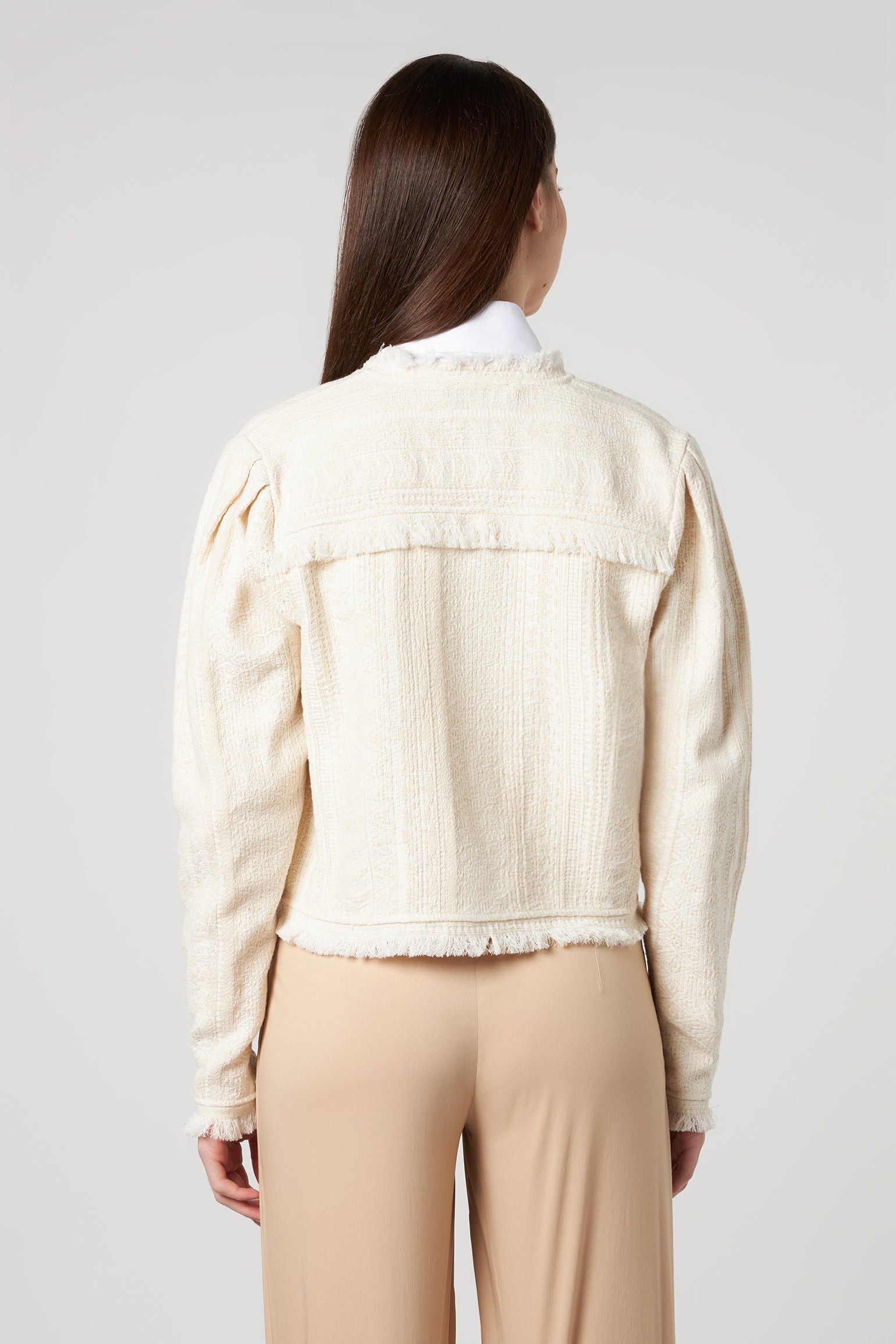 JIJIL Short Jacket in Ivory Cotton.