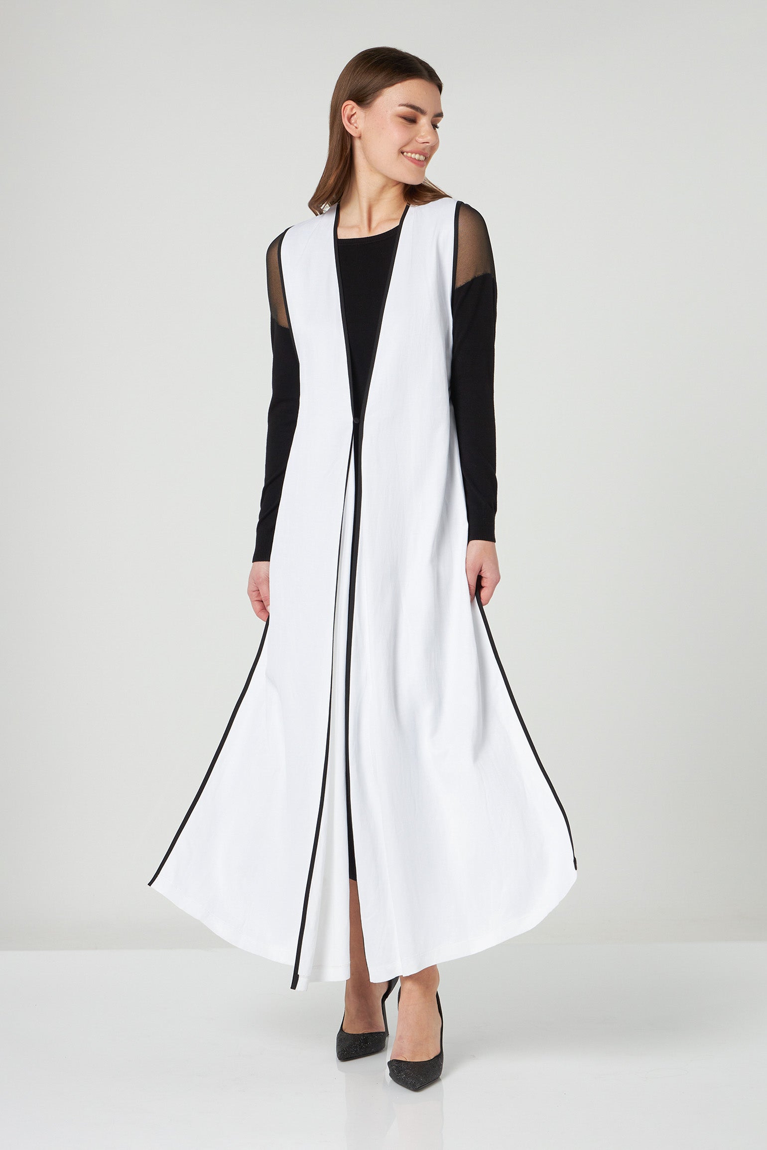 JIJIL White Vest with Black Edges