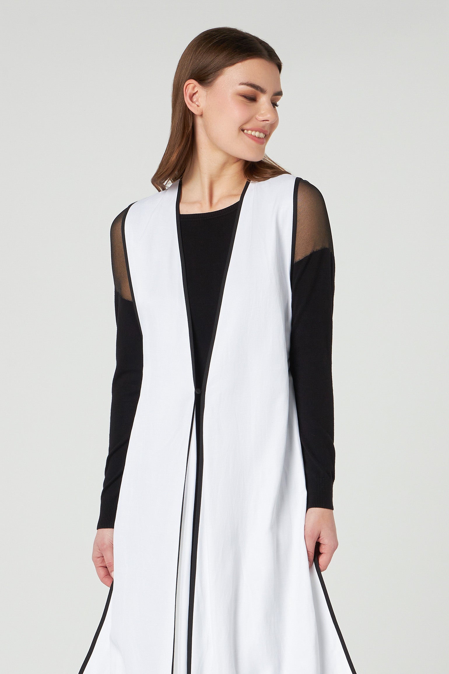 JIJIL White Vest with Black Edges