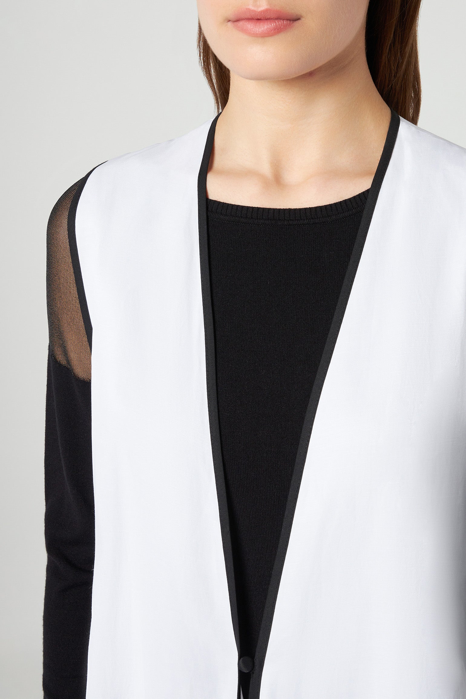 JIJIL White Vest with Black Edges