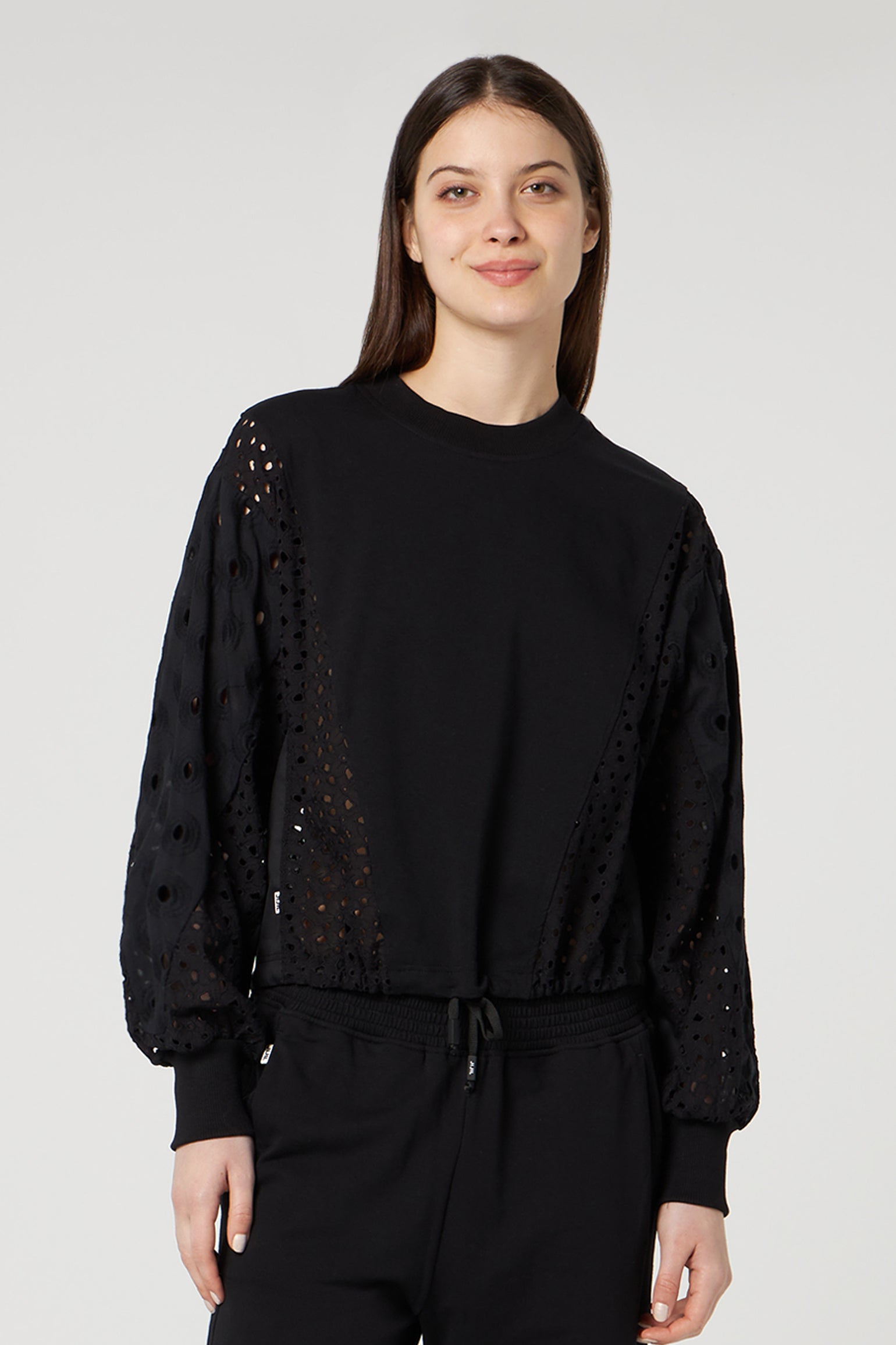 JIJIL Black Sweatshirt with Perforated Sleeves