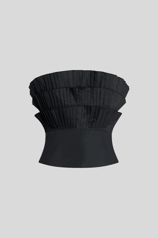 JIJIL Top con Balze Plissettate Nero