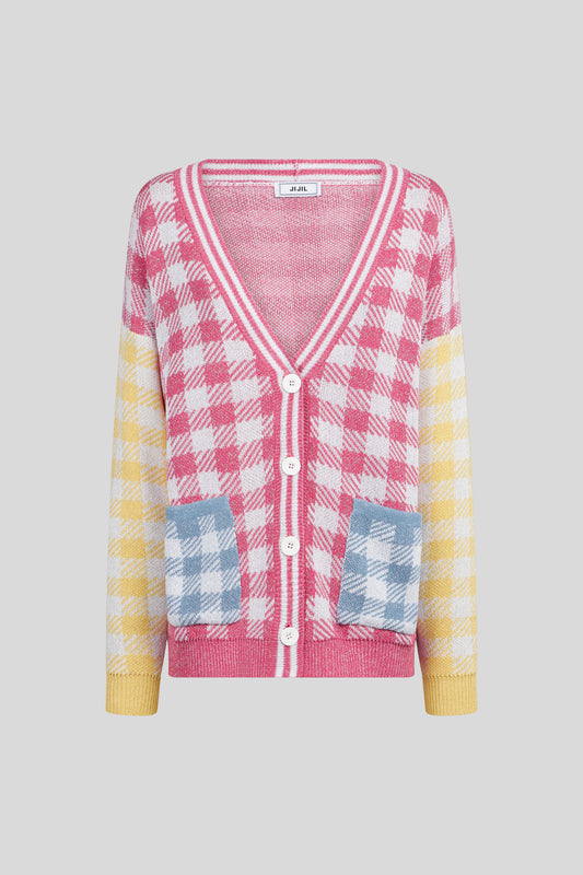 JIJIL Multicolor Checked Cardigan
