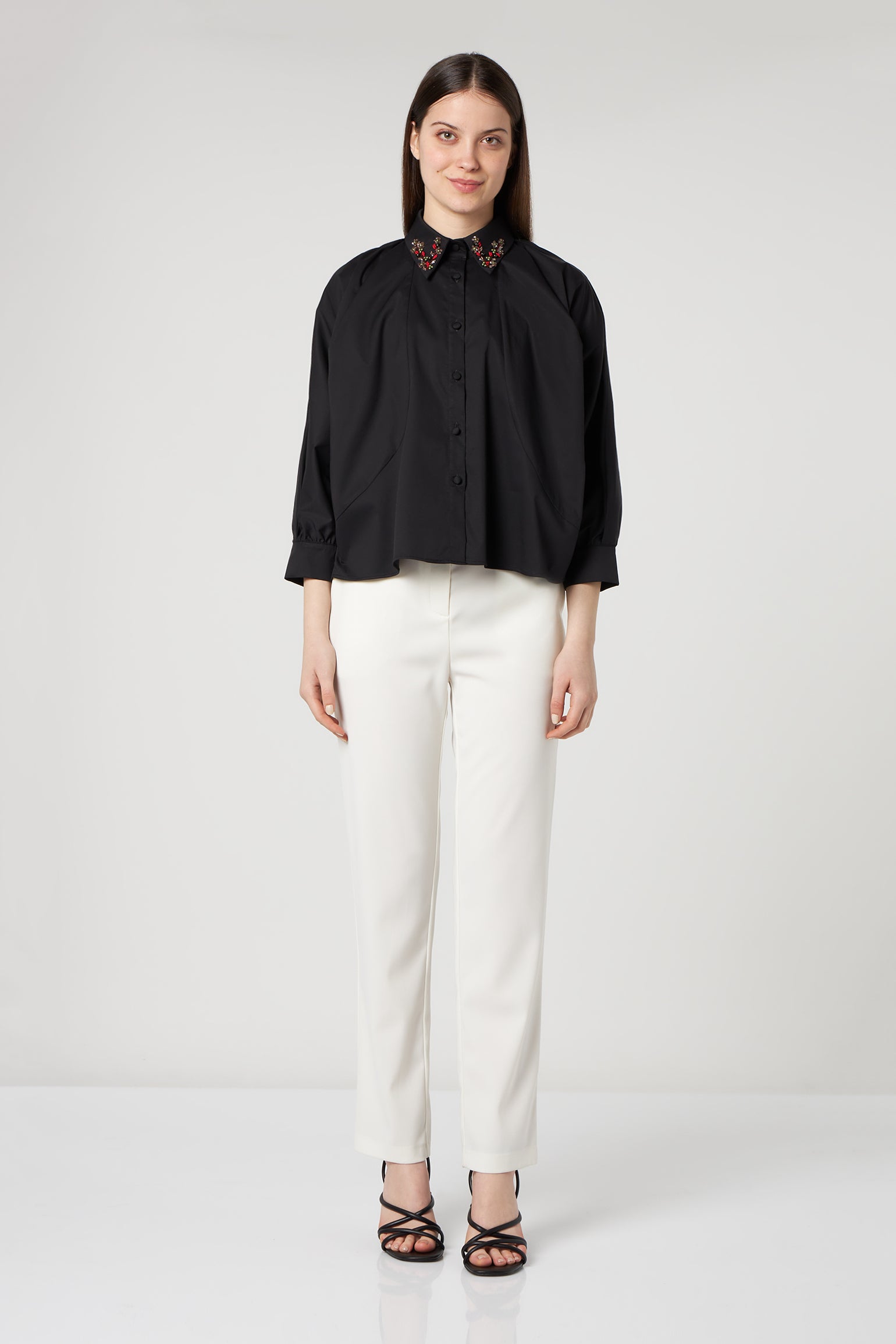 JIJIL Camicia Corta Nera