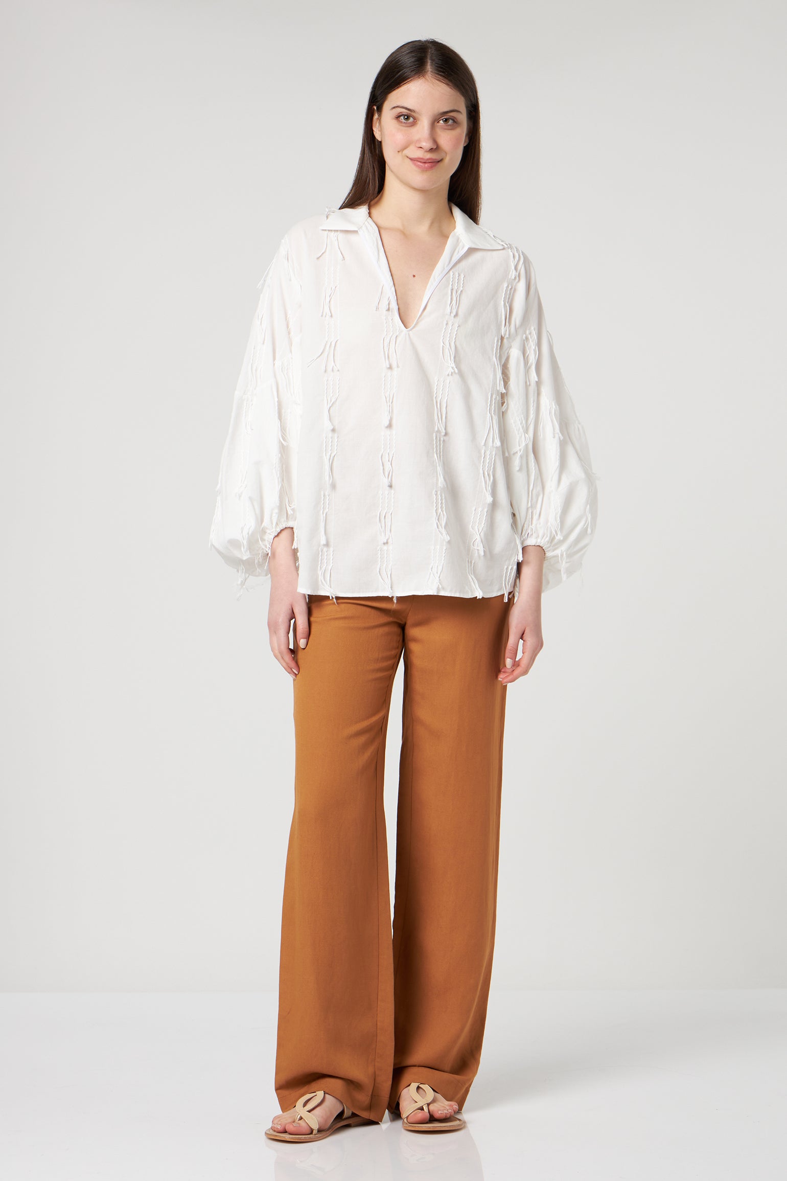 JIJIL Blusa Bianca con Ricami