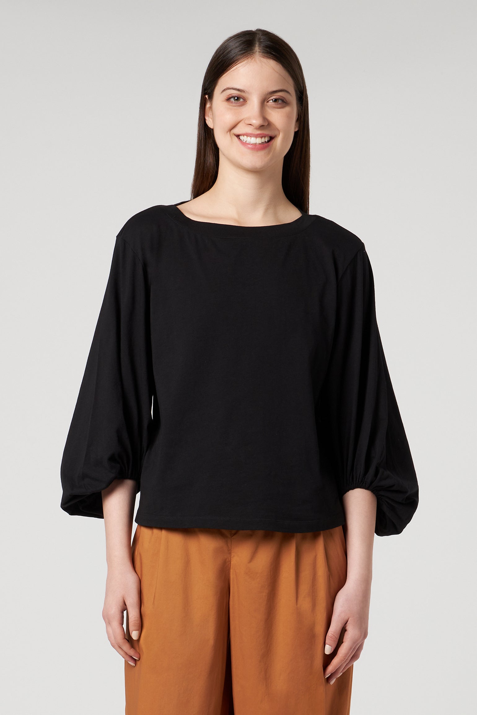 JIJIL Black Puff Sleeve T-Shirt