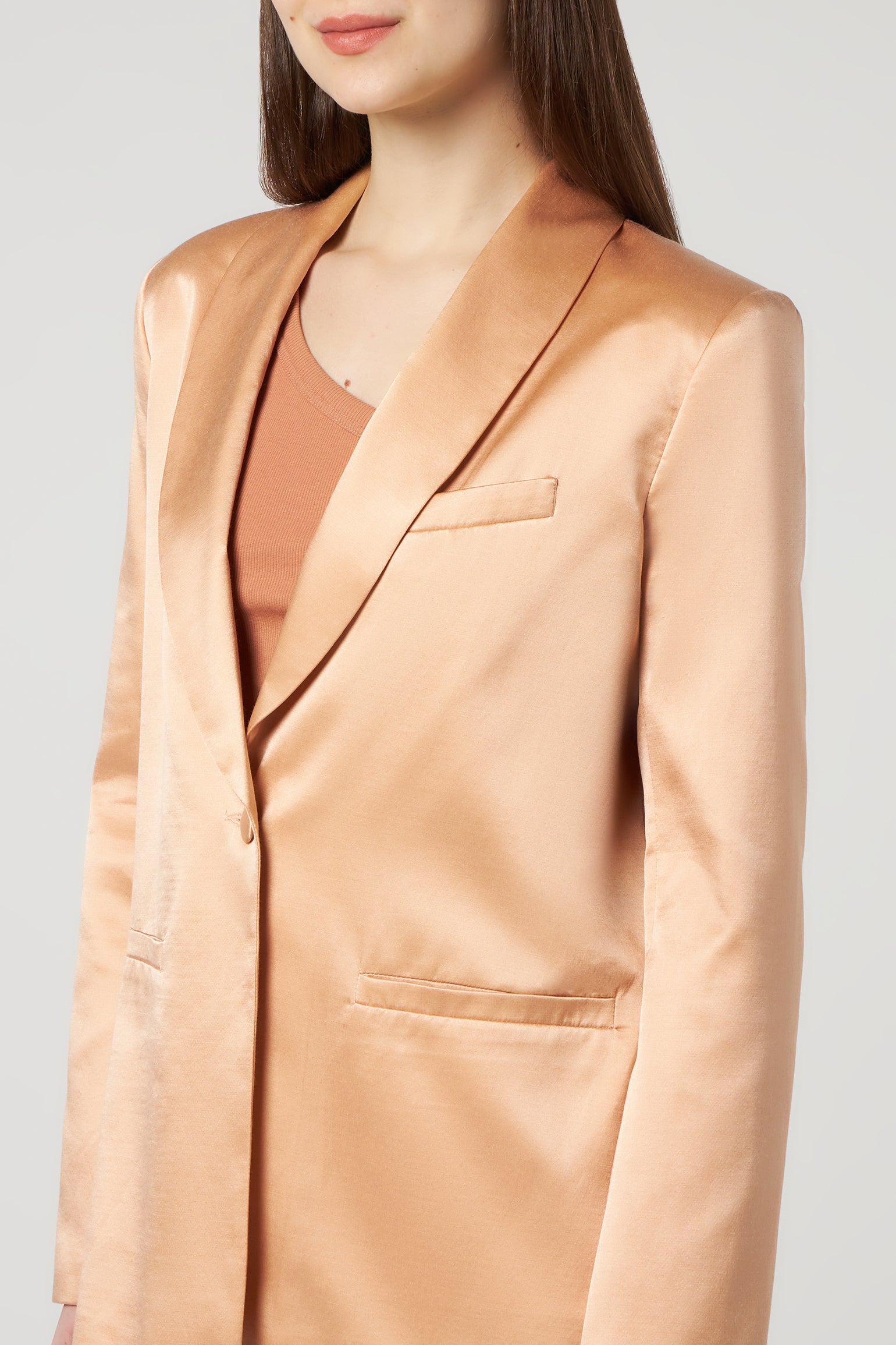 JIJIL Terracotta Satin Blazer