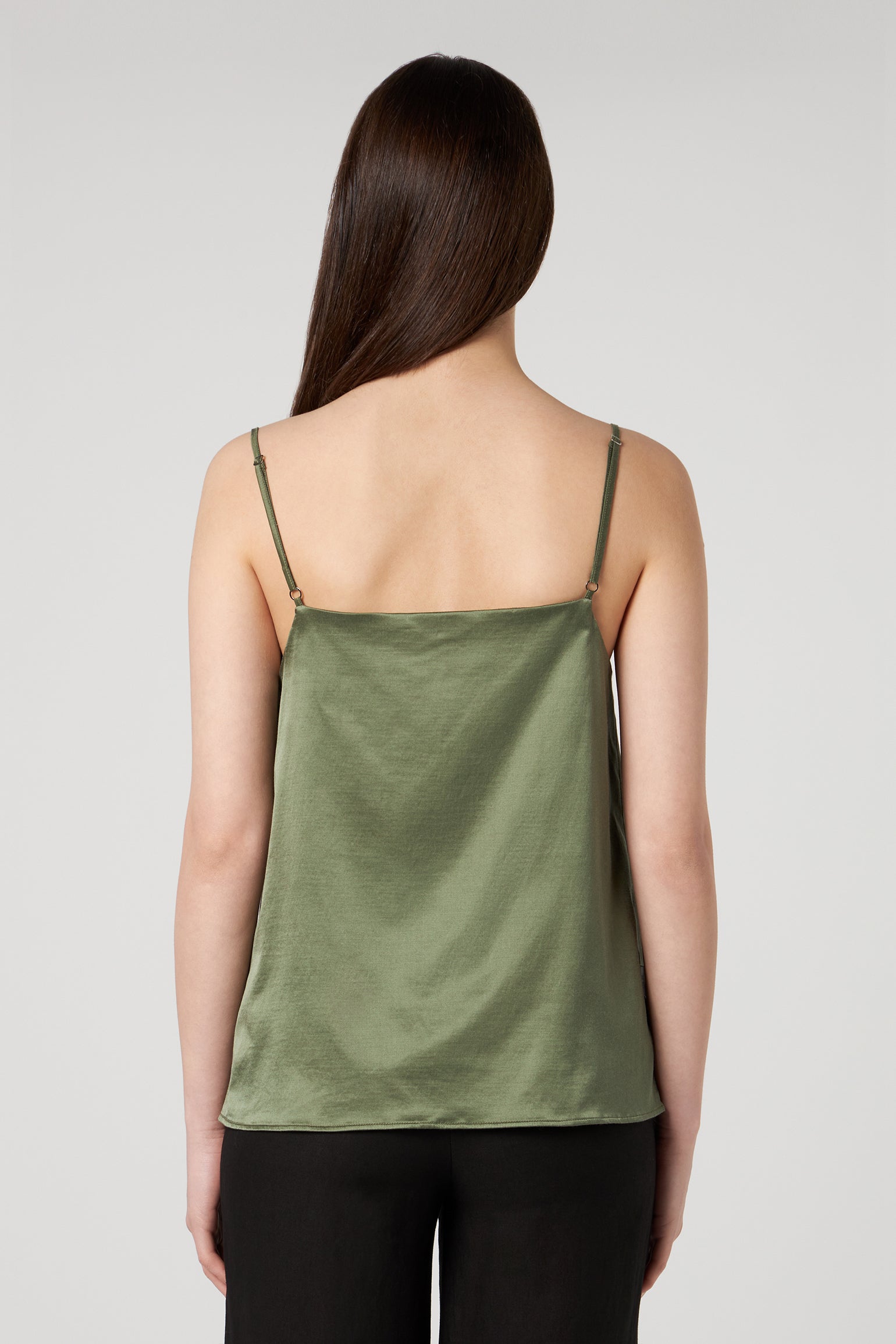 JIJIL Canotta in Misto Seta Verde Militare