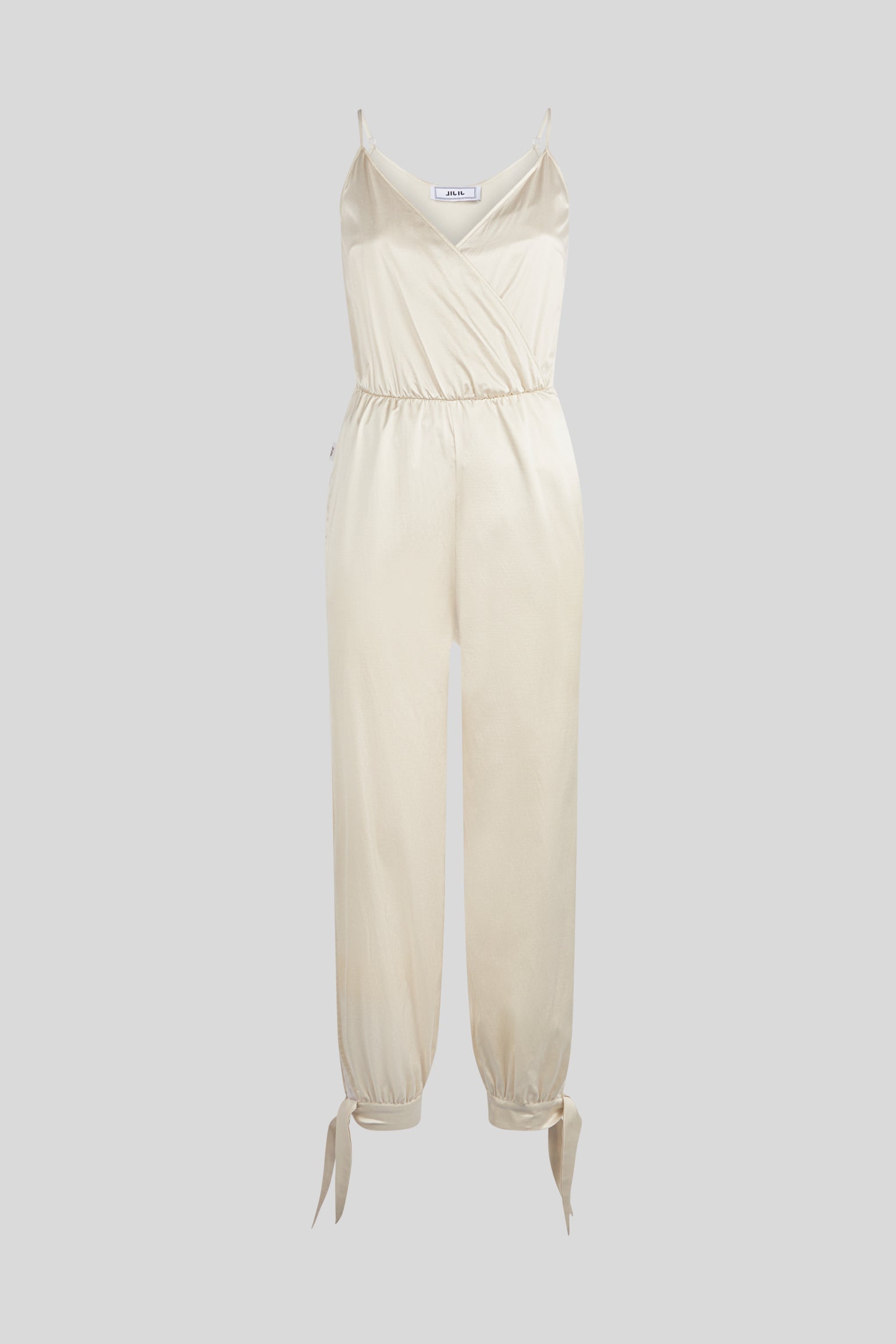 JIJIL Long Ivory Satin Jumpsuit