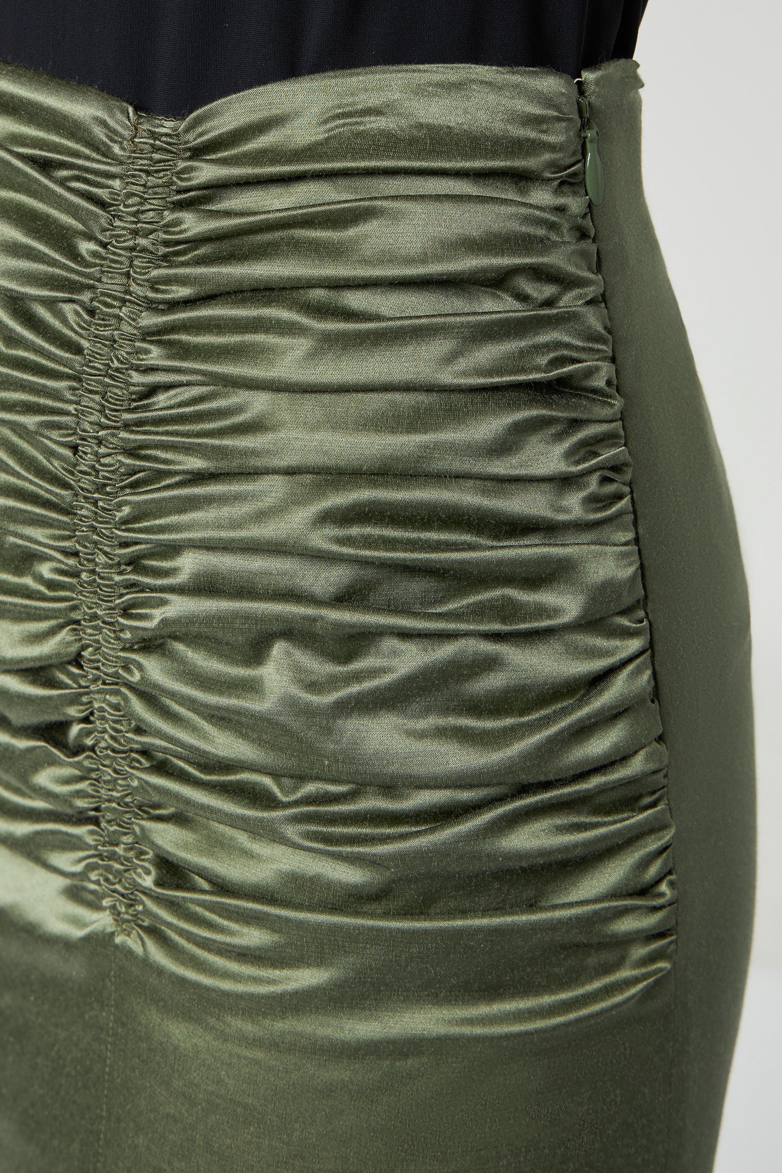 JIJIL Military Green Satin Skirt