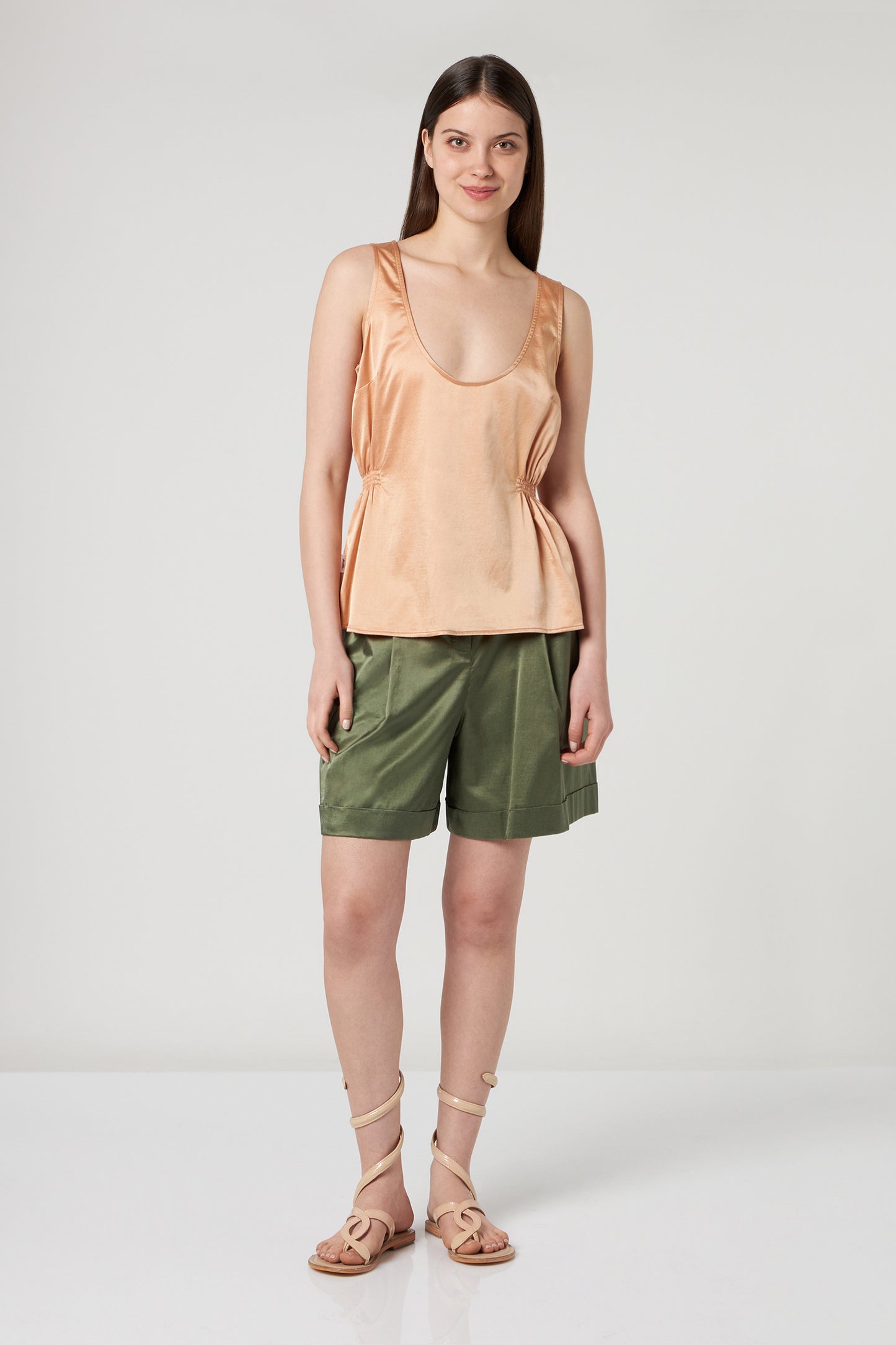 JIJIL Canotta in Misto Seta Terracotta