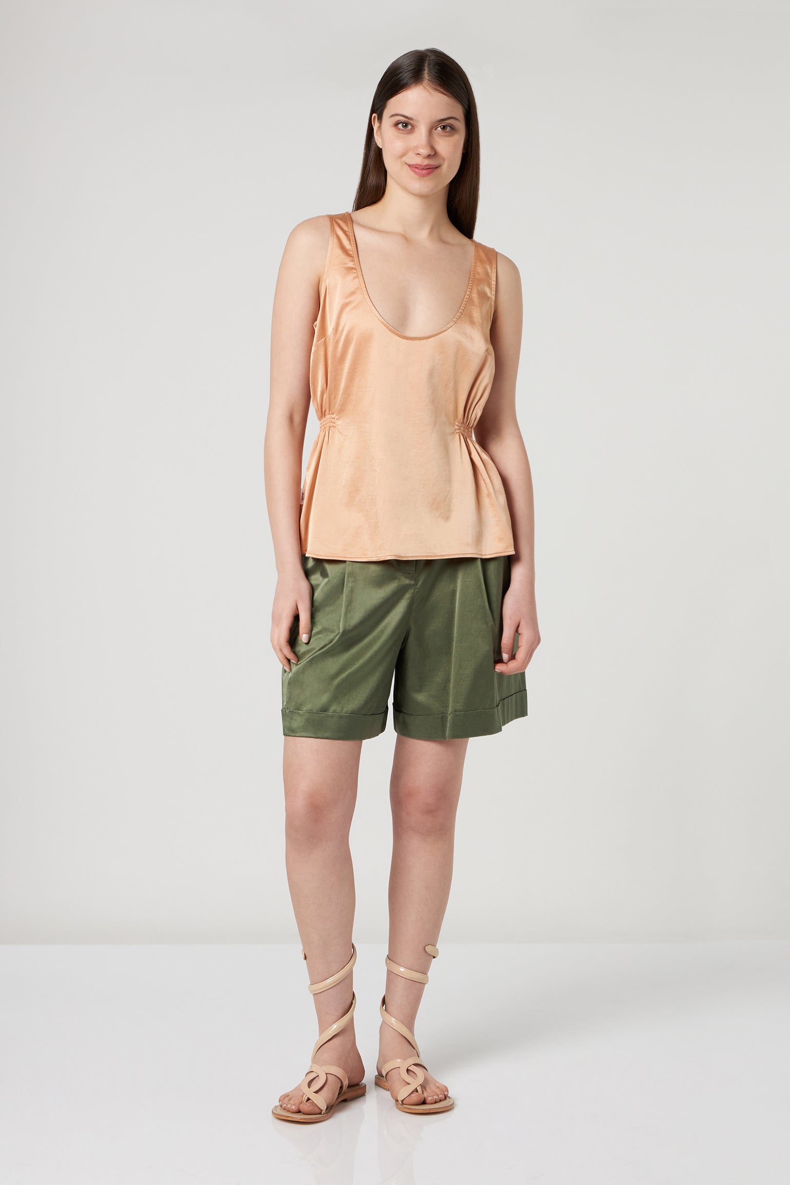 JIJIL Canotta in Misto Seta Terracotta