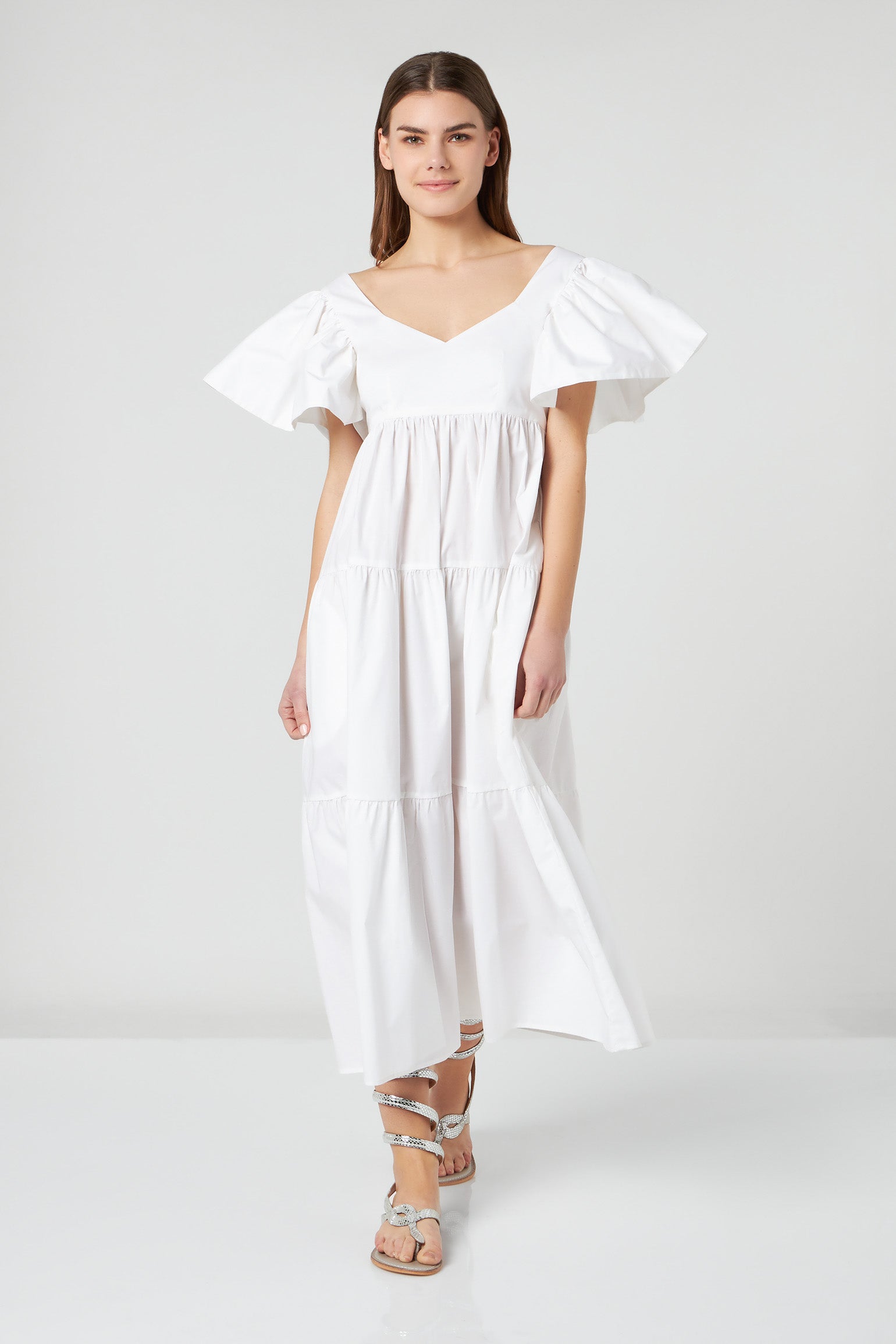 JIJIL Long Dress with White Ruffles