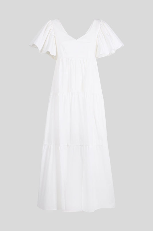 JIJIL Long Dress with White Ruffles